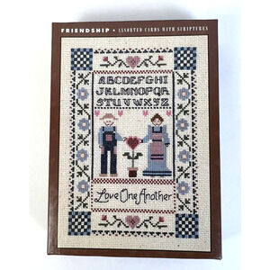 Friendship Greeting Cards Cross Stitch Samplers Graph Christian Message Set 12